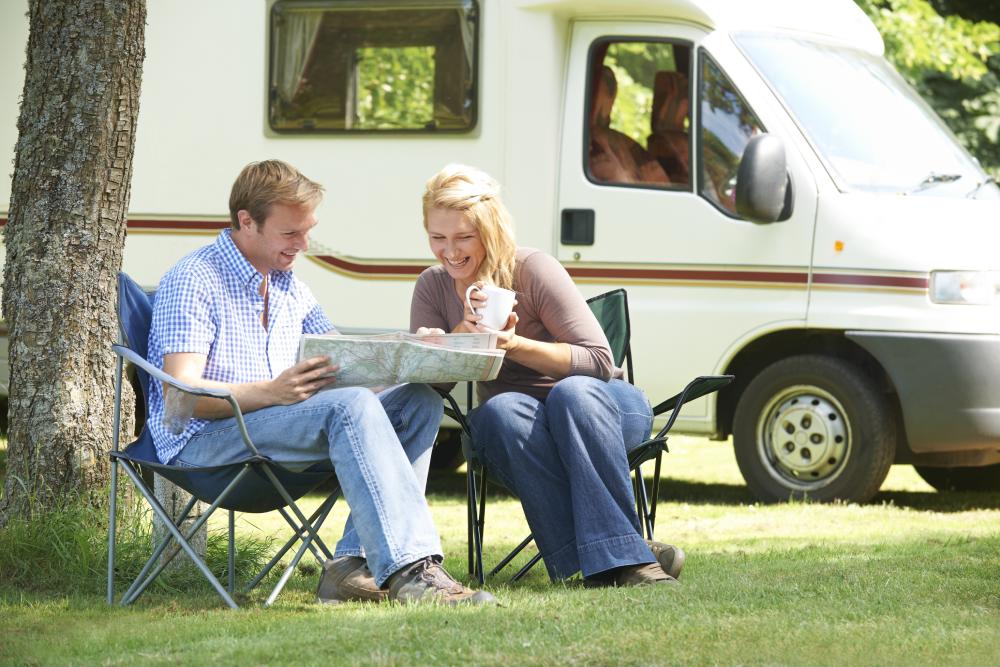A couple enjoying a campervan holiday
