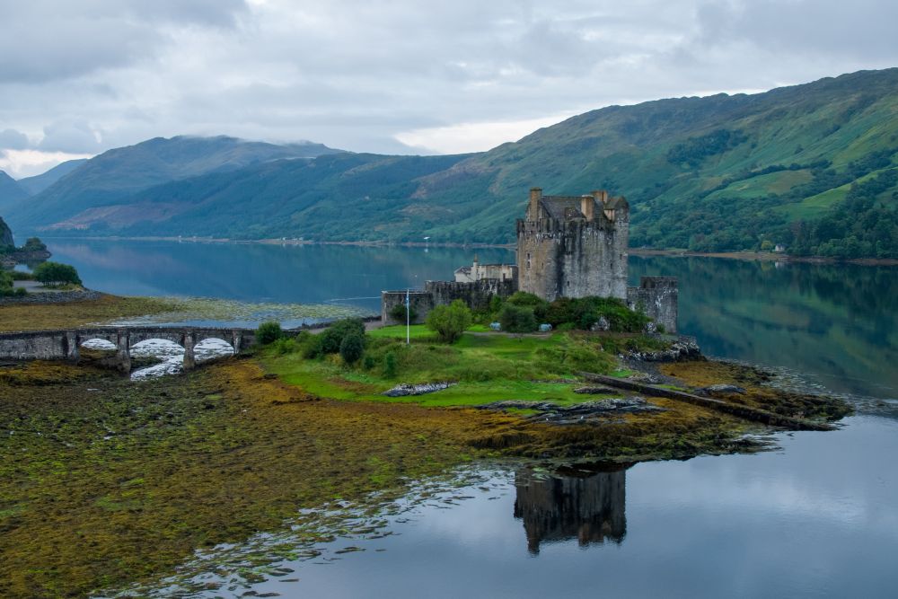 A remote Scottish castle in a loch